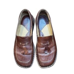 Born Shoes Womens Size 8 Brown Leather Tassel Loafer Slip On Comfort Casual